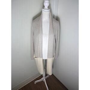 Kinross Light Gray and Cream Cashmere Cardigan Sz L